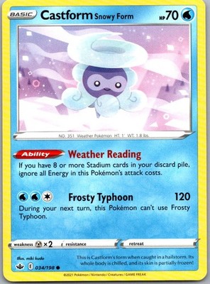 Castform Snowy Form 034/198 SWSH06: Chilling Reign Common Normal NM