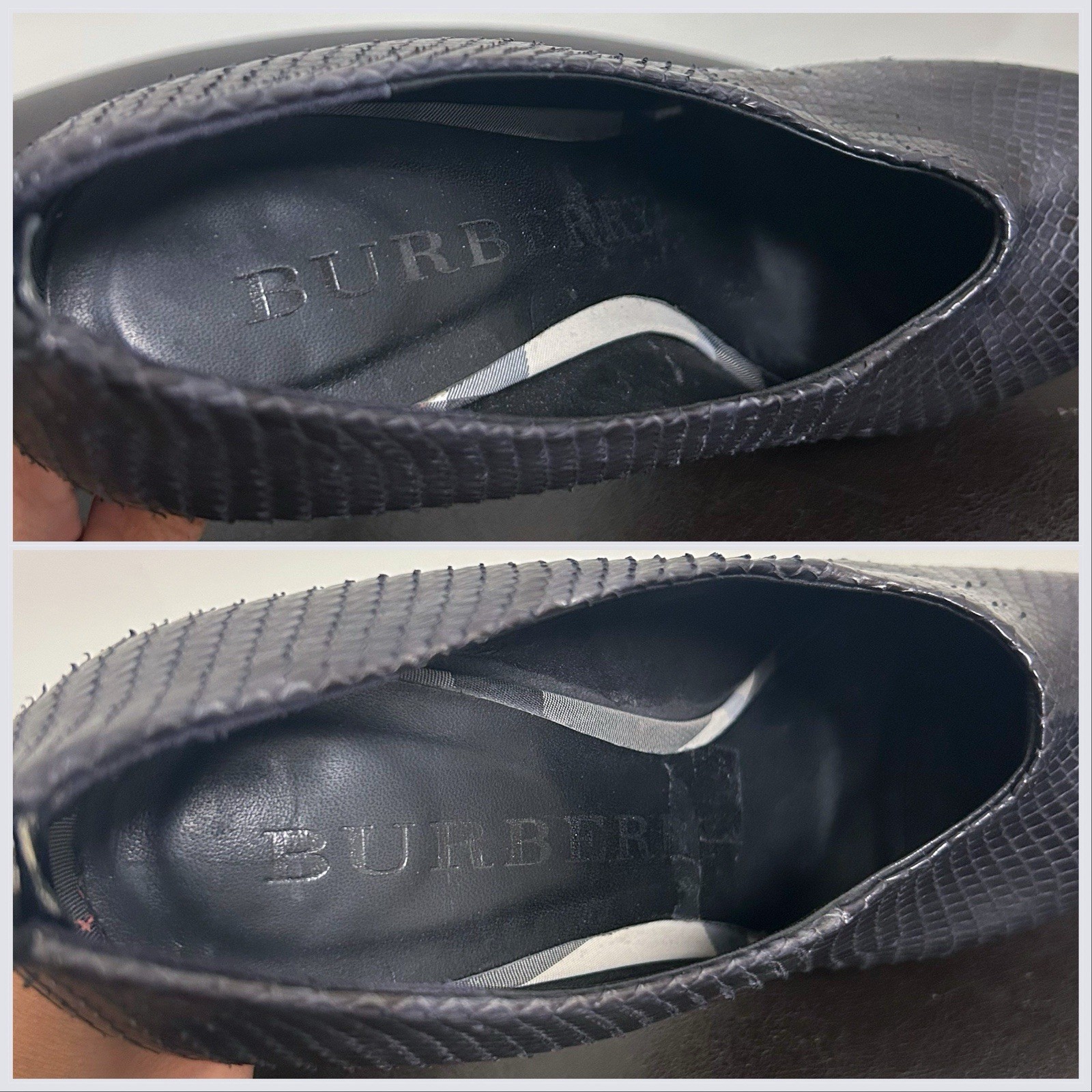 Burberry Black Gray Python Leather Platform Stile… - image 13