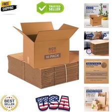 Moving Boxes Medium 18"L x 14"W x 12"H 10-Pack Corrugated Cardboard Box for...