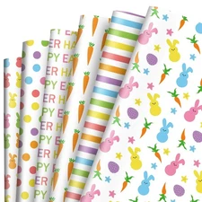 12 Sheet 19.7x27.6 Easter Wrapping Paper, Pastel, Bunny, Rabbit, Egg, Folded