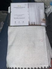 Threshold Cream Blue Embroidery Edge Light Filtering 1 Curtain Panel 95L×54 W 