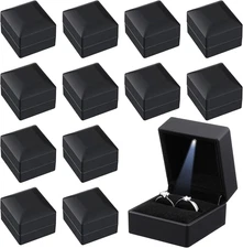 12 Pcs Black Velvet Jewelry Boxes LED Light Display Ring Necklace Bracelet Chain