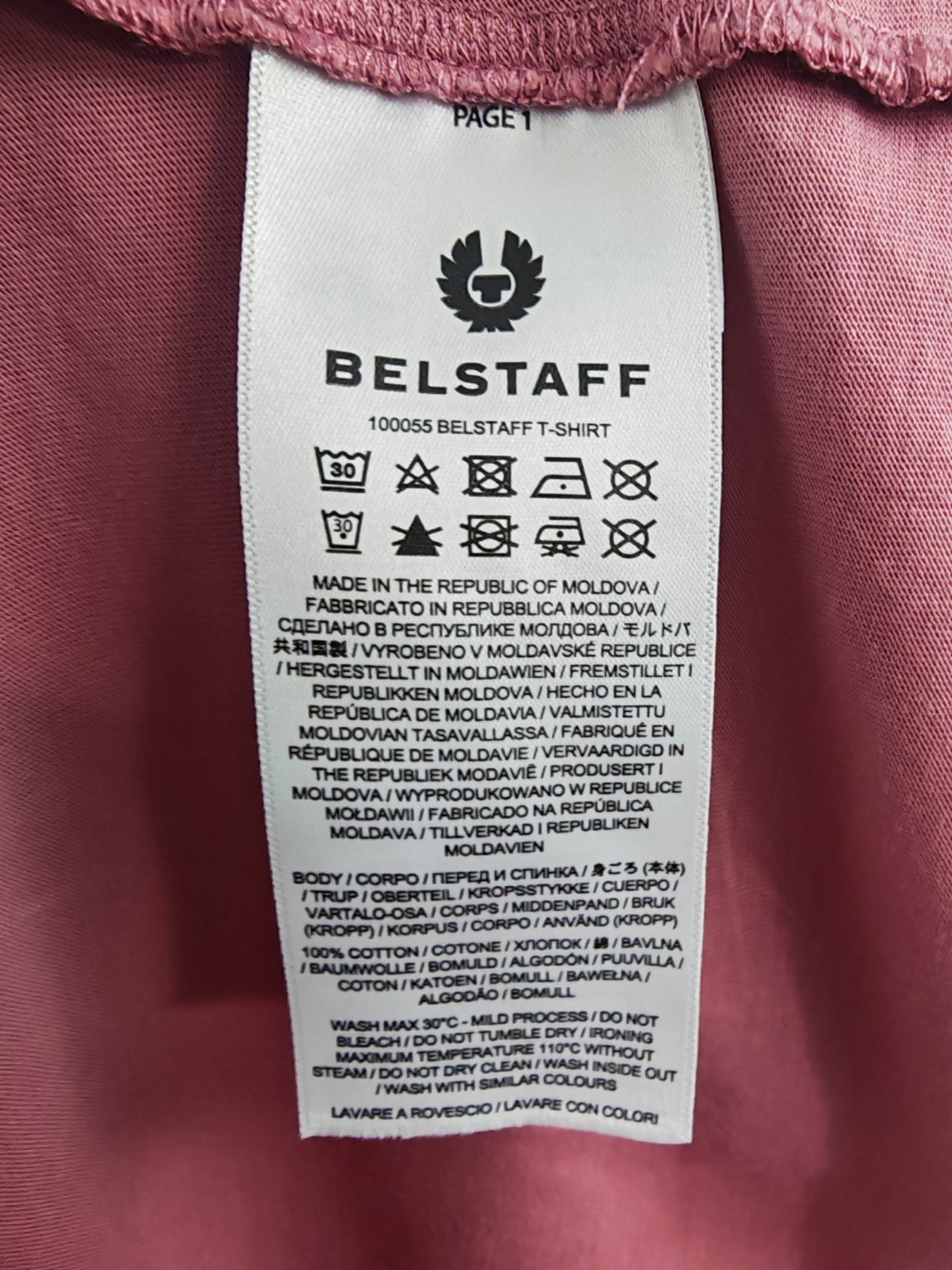 Belstaff Phoenix Logo T-Shirt Dusty Pink Cotton Short Sleeve Mens Size M Medium image 5
