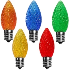 25 Pack C7 LED Replacement Christmas Light Bulbs 0.8W for Outdoor String Ligh...