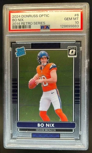 2024 Panini Donruss Optic Bo Nix 2014 Retro Series Rated Rookie #6 PSA 10