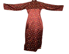 Vintage Red Silk Brocade Auspicious Symbols Qipao Dress Qing ROC 20s 30s Chinese