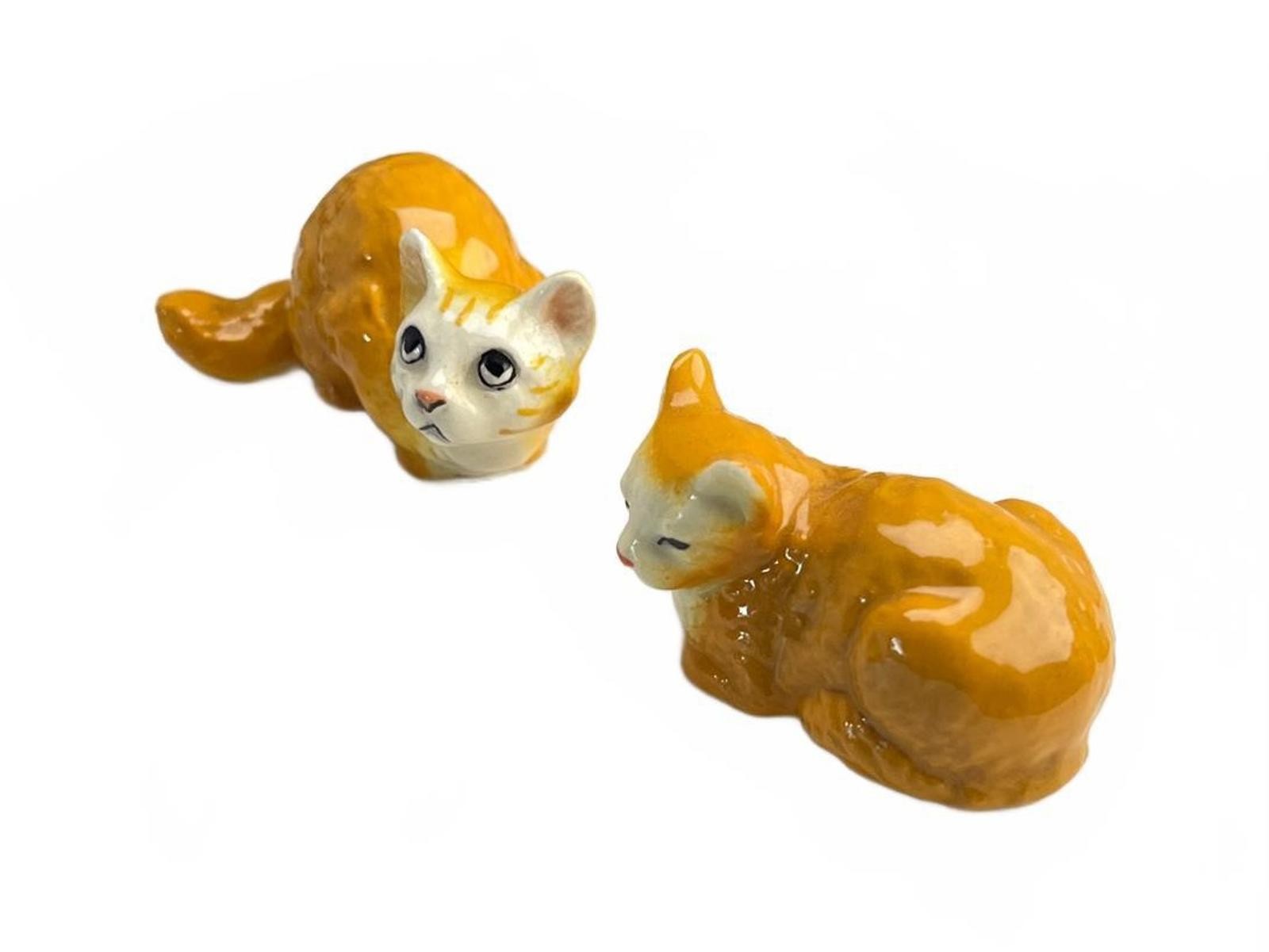 Hagen Renaker Vintage Miniature Retired Figurine Two Orange Fluffy Cats 