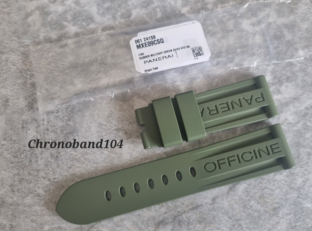 Genuine Officine Panerai 24/22mm Green Rubber Strap For Tang