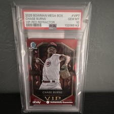 2025 Bowman Mega Box Chase Burns VIP Red Refractor Mojo /5 #VIP-7 PSA 10 GEM MT