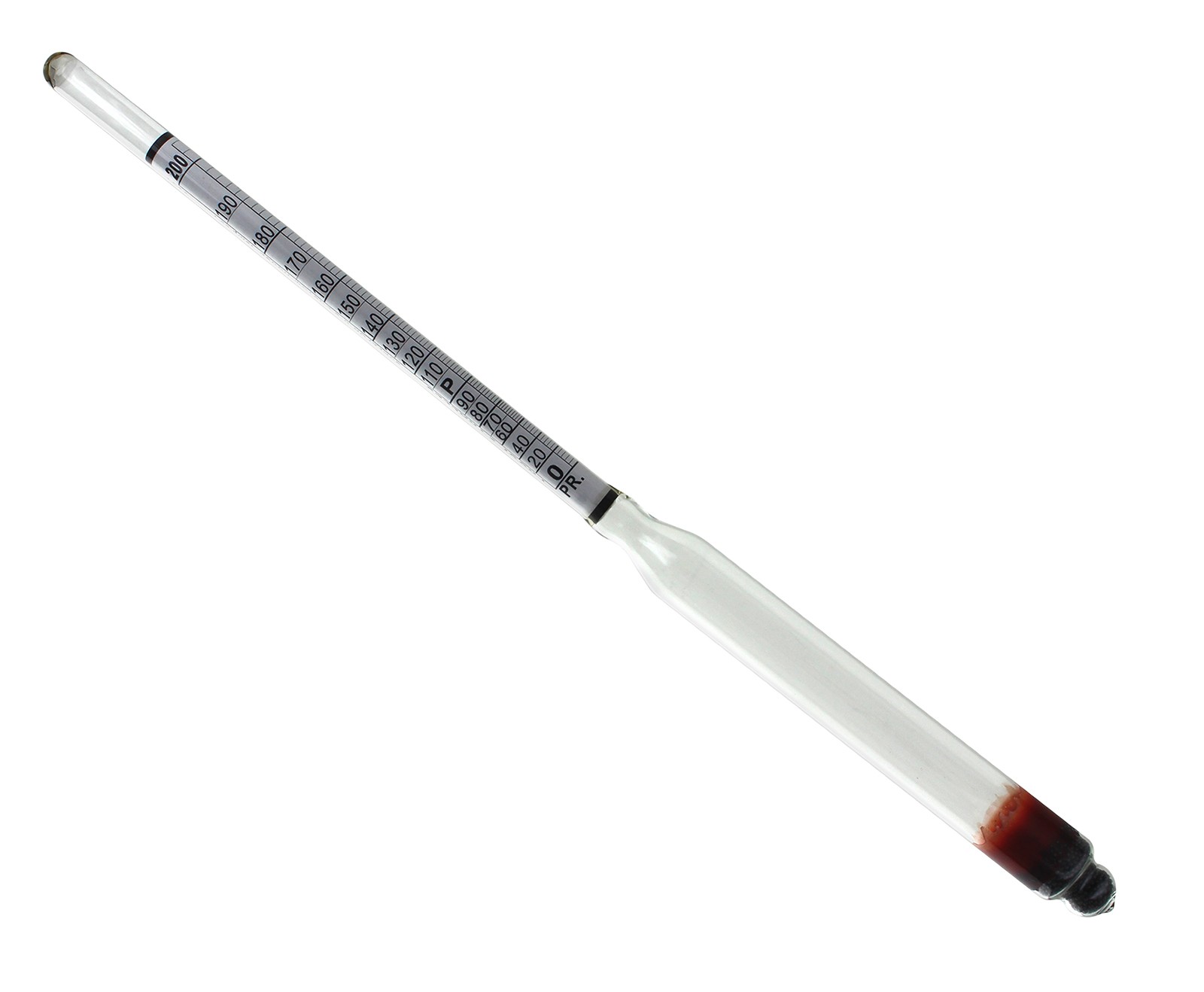 HYDROMETER - ALKOHOL, 0 - 200 PROOF und Tralle