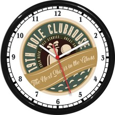 19th Nineteenth Hole Golf Clubhouse Wall Clock   The Next Shot is in the Glass