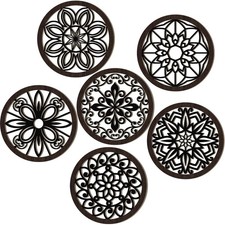 6 Pieces Thicken Rustic Wall Decor Farmhouse Wall Art Wooden Round Art Hangin...