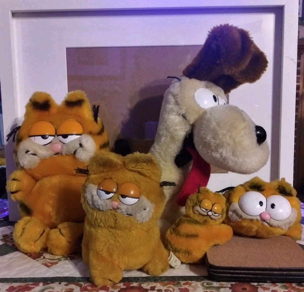 Vintage 80’s Garfield Odie Plush Lot Dakin Fun Farm Cat Stuffed Animal Toy FLAWS