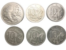 Australia Lot Of 6 Coins 1974–1994 20 10 Cents Australian Coins Elizabeth II