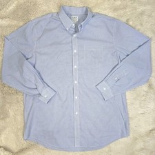 LL Bean 100 Cotton Traditional Fit Button Down Shirt Men Large Blue Checkered