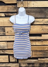 UO CAROLINE KNIT TIE-FRONT MINI DRESS IN BLUE Size large