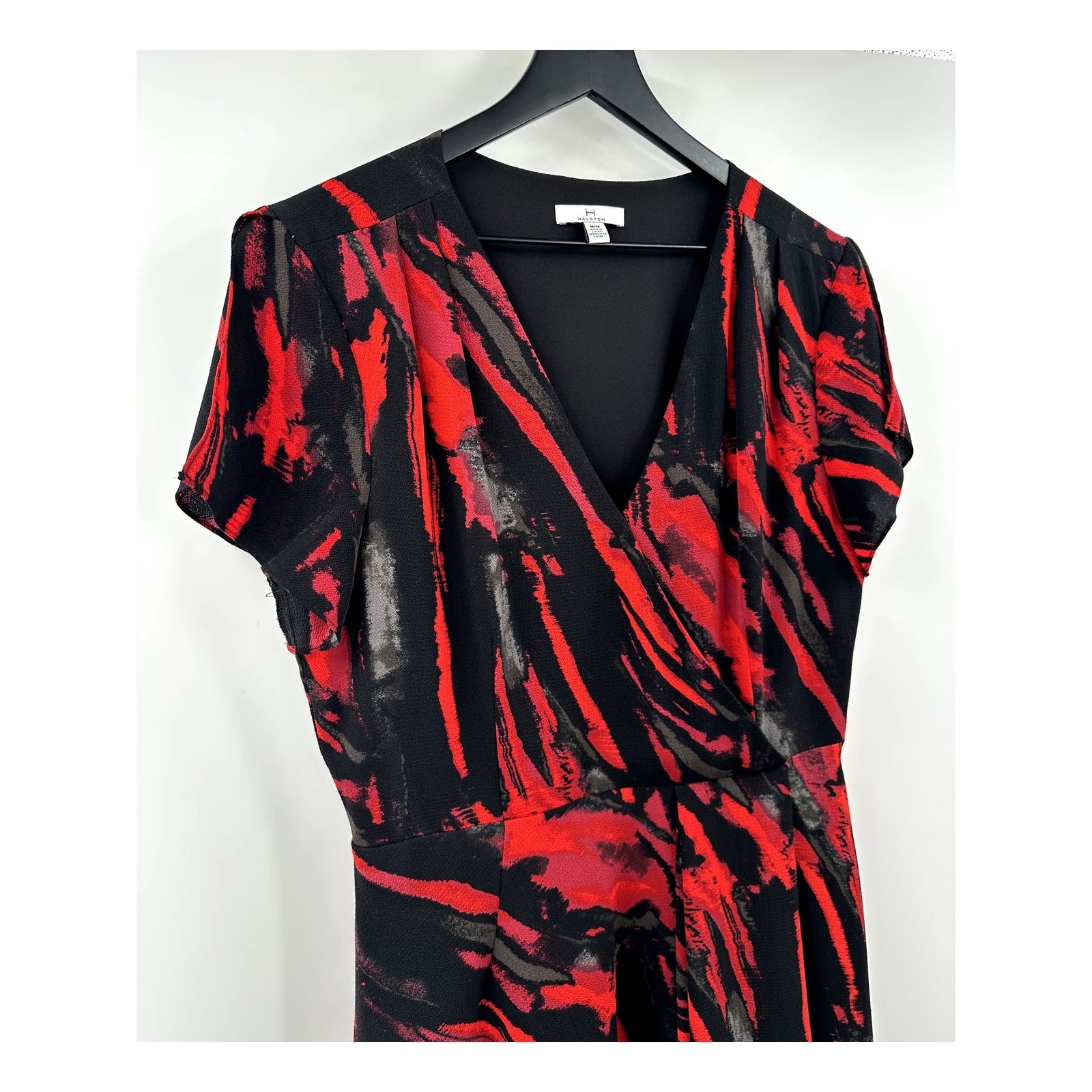 Halston Multicolor Printed V Neck Split Flutter S… - image 3