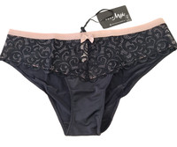 Pour Moi Romance Lace Briefs Black Pink Mix Size 12 High Leg NEW F2