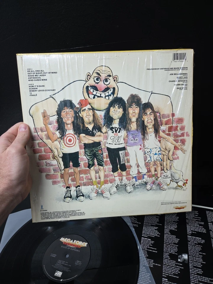 Anthrax State Of Euphoria Lp Vinyl OG 1988 1st Press Shrink/Insert VG+/NM- Wax - Image 3 of 4