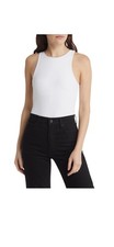 Steve Madden Womens Nico White Lined Thong Tank Top Bodysuit Top S