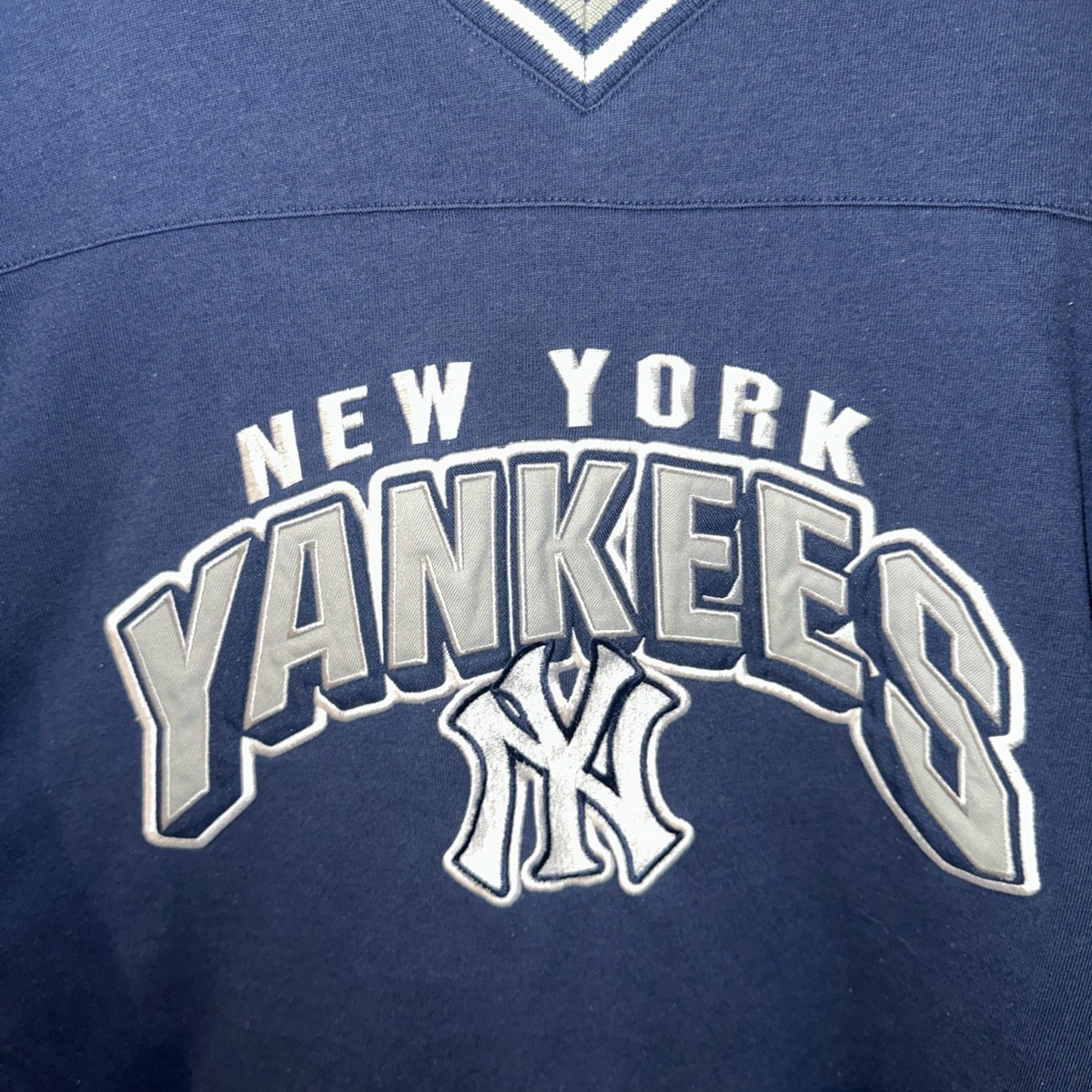 NY Yankees ヴィンテージ ゲームシャツ Vintage 90s MLB New York Yankees Lee Sport Embroidered Crewneck V