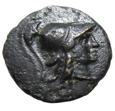 AEOLIS, TEMNUS. AE 13. CIRCA  2nd - 1st CENTURY BC. ATHENA OBVERSE AND REVERSE.