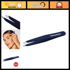 Evening Blue Slant Tweezers - Precision Hair Removal, Stainless Steel, Ergonomic