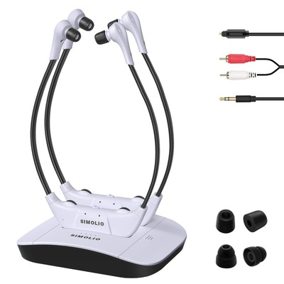 Dual Wireless Headphones for TV Watching with Spare Battery for Seniors and T...