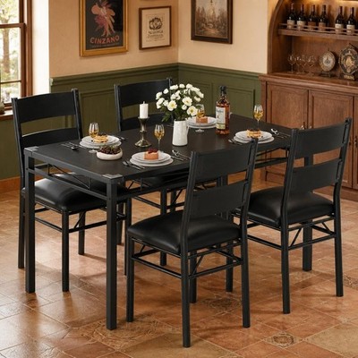 Dining Table Set for 4 with Upholstered Chairs Wood Kitchen Table Chairs Set NEW