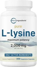 L-Lysine 2000mg | 300 Veggie Capsules – Immune, Lip & Collagen Support Pure Form