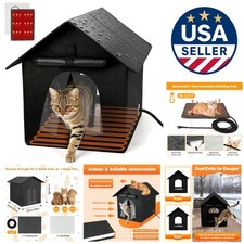 Outdoor Cat House with Thermostatic Heating Pad   Ideal for Cold