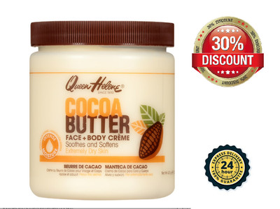 Queen Helene Cocoa Butter Crème Face & Body Lotion for Dry Skin, 15 oz