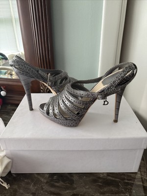 Authentic Dior Leather Heels With Dior Charm Stunning 37.5 size 7 US 