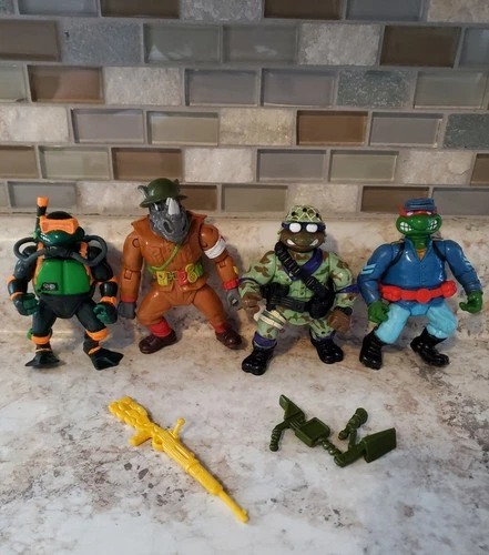 VTG TMNT Lot of 4 Figures - Delta Don, Navy Seal Mike - Mutant Military 2 - 1992