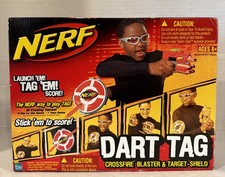 Vintage Hasbro 2005 Nerf Dart Tag Crossfire Blaster and Target Shield