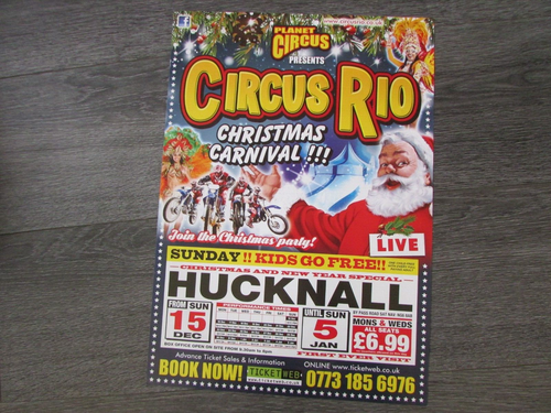 Affiche promotionnelle Planète Cirque Noël Carnaval Cirque Rio Hucknall Show - Photo 1/7
