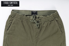 TODD SNYDER MEN'S CORDUROY CORD WEEKEND PANT DRAW STRING STRETCH SIZE M GREEN