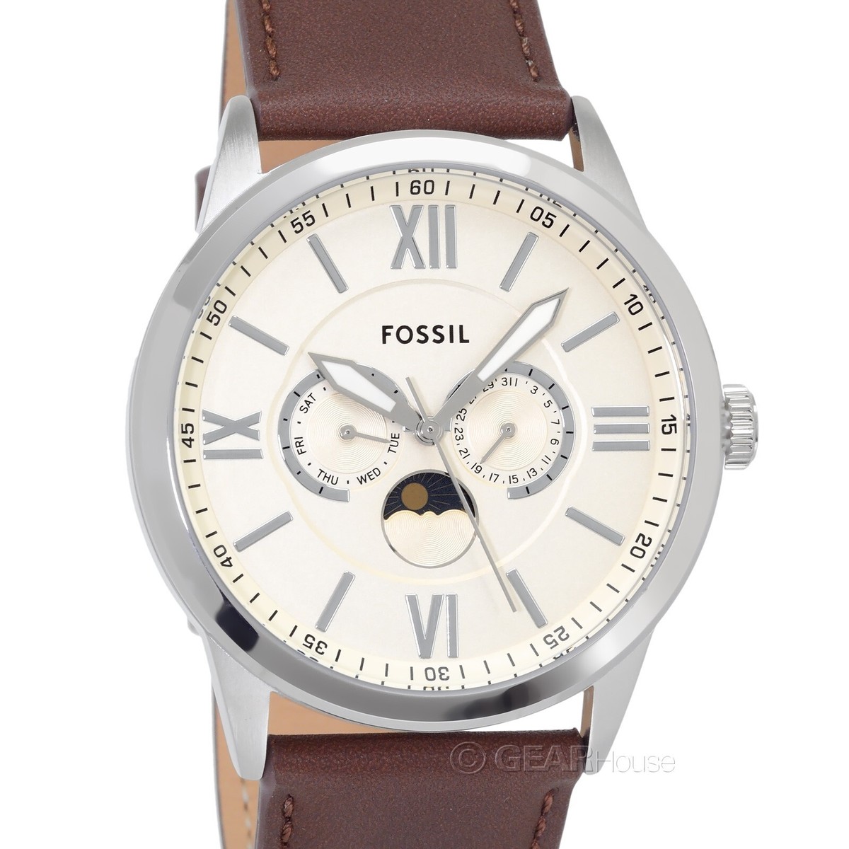 【平成レトロ】FOSSIL ムーンフェイズ メンズ 腕時計☆ FOSSIL Flynn Mens Multifunction Watch Cream Dial Day Date Moon Sun