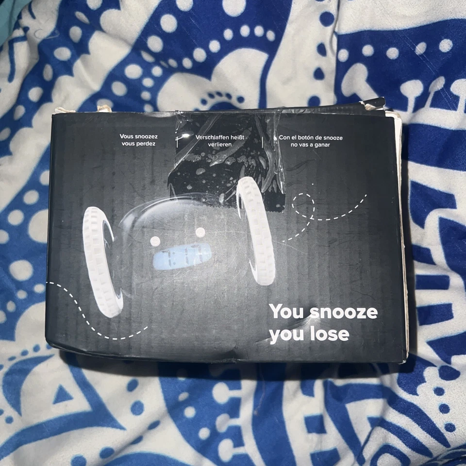 Reloj despertador original reloj con ruedas rodante extra fuerte para dormir pesado negro Foto 3 de 4