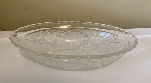 Vintage Anchor Hocking Clear Sandwich Glass Oval Serving Bowl 9" USA