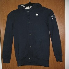Abercrombie Kids Girls Snap Up Hoodie Moose Logos Patch 11/12 Jacket