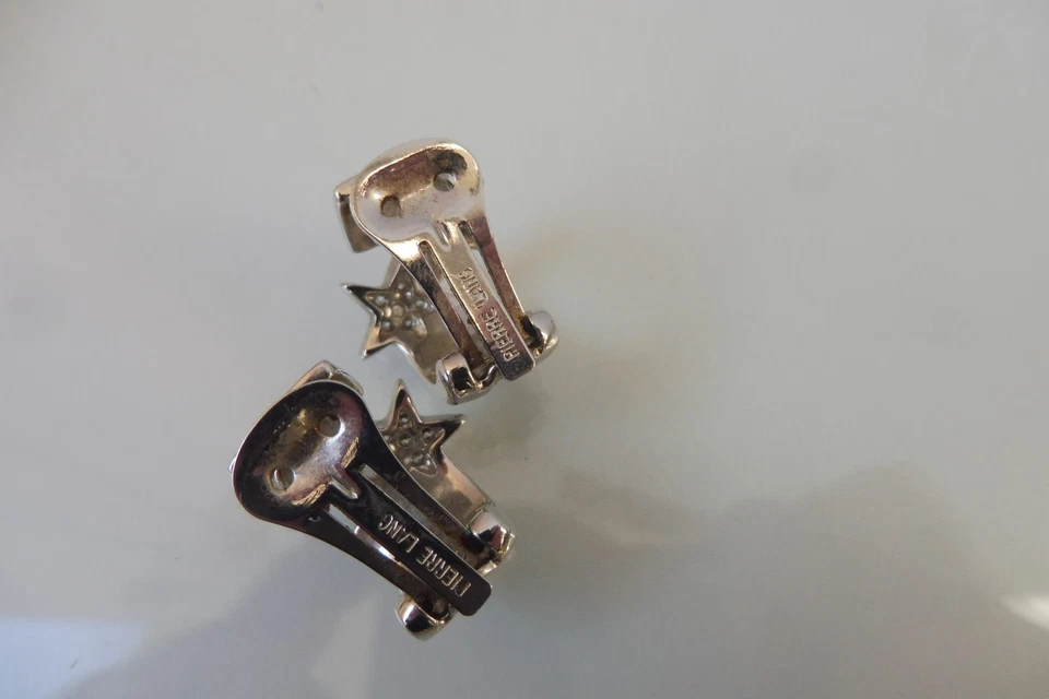 Schöne Ohrringe / Clips , versilbert  mit Sterne und Steinen   , Pierre Lang - Bild 3 von 4