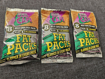 Fat Packs American Game Caps Slammer Pogs Pog Sealed Packungen 3x RAR