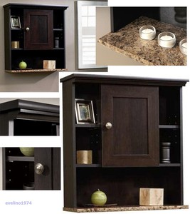 3 Shelf Wall Cabinet Toiletry Storage Medicine Cabinets Bathroom Hallway Cherry Ebay