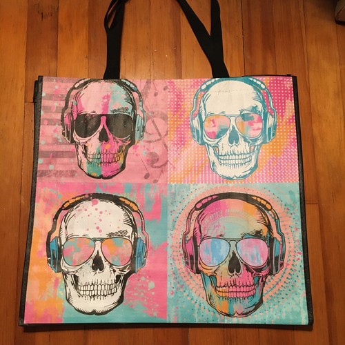 MARSHALLS Shopping Bag Colorful Halloween Skull Reusable Tote Bag 18x19