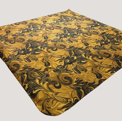 Mac Sun Shawl Wrap Scarf Golden Black Swirl Design Fabric 43 by 43 Inches Wide