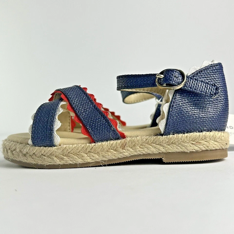 Летние сандалии Janie and Jack Girl Merchant Espadrille с крестовым ремешком красные белые синие - Изображение 3 из 4