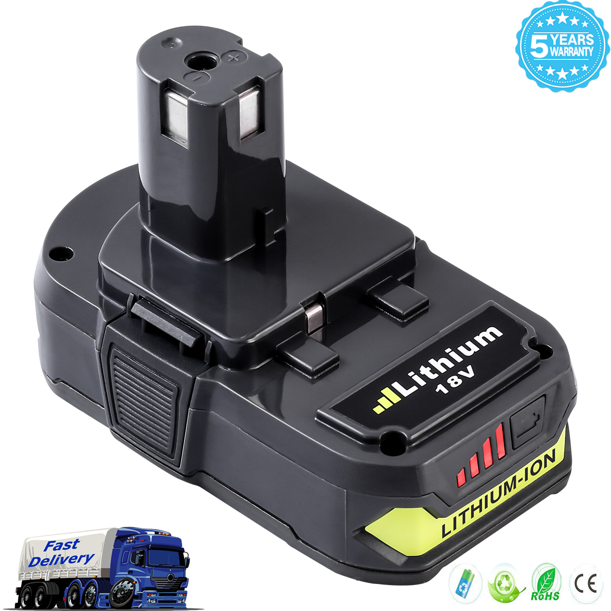 replacement For Ryobi Cordless 18V Lithium Battery P108 P107