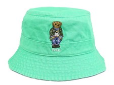 Polo Ralph Lauren Polo Bear Preppy Bear Safari Bucket Hat Cap- Green, Navy