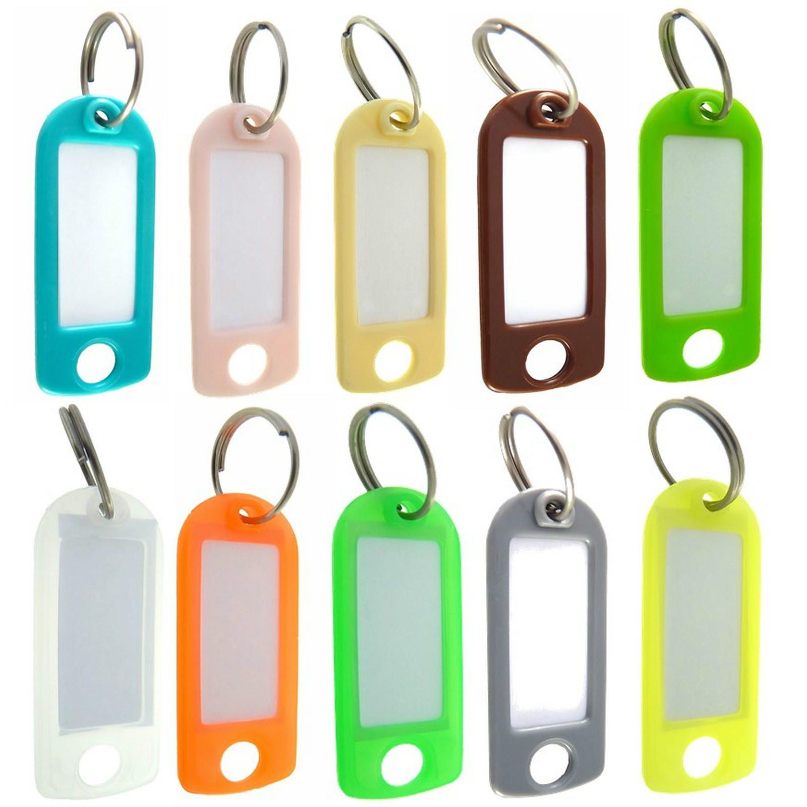 30 Stück Schlüsselanhänger Beschriftbar - PVC Etiketten 10 Farben